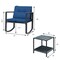 3 Pieces Wicker Rocking Bistro Set with Glass Coffee Table and Storage Shelf